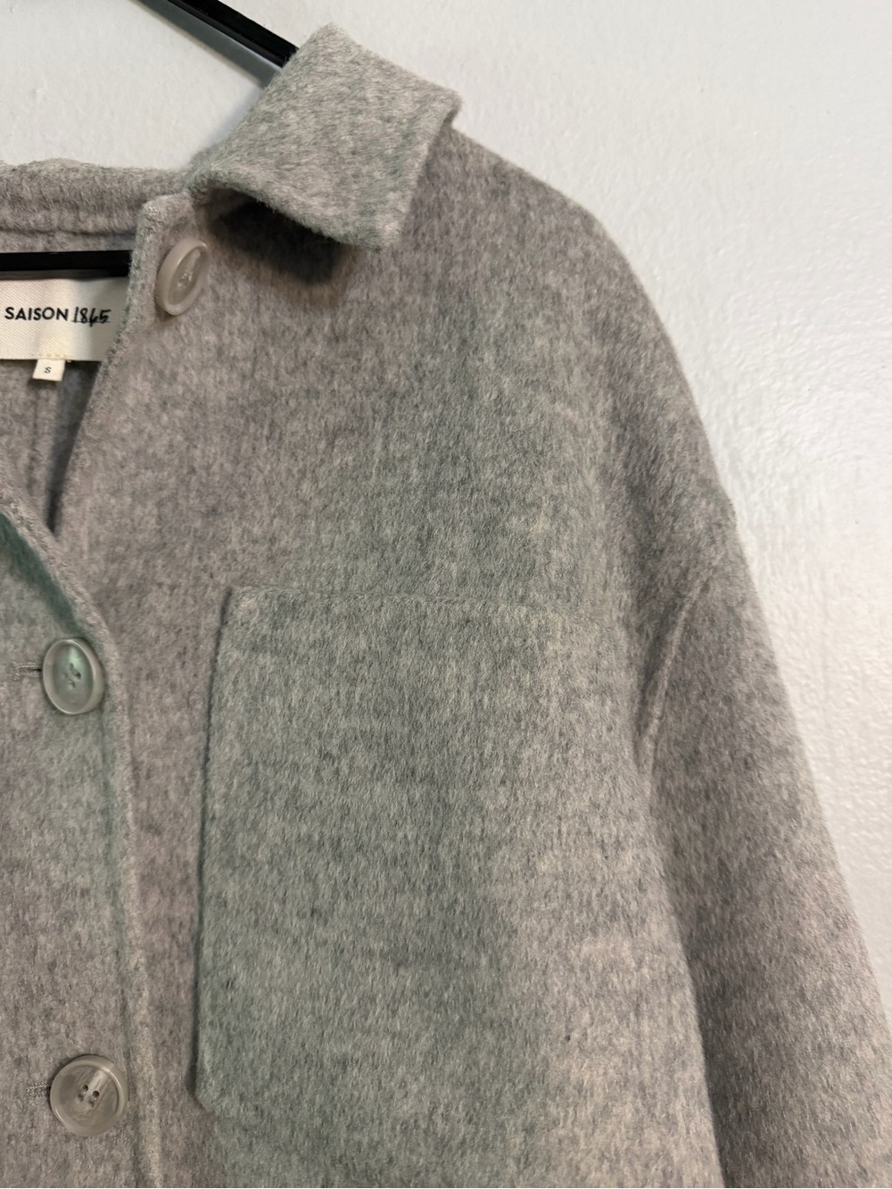 Saison 1865 Vace Mixed Wool Button Front Jacket In Grey - Picture 3 of 10